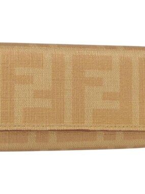 FENDI Zucca Canvas Key Case PVC Gold Auth SW1823V